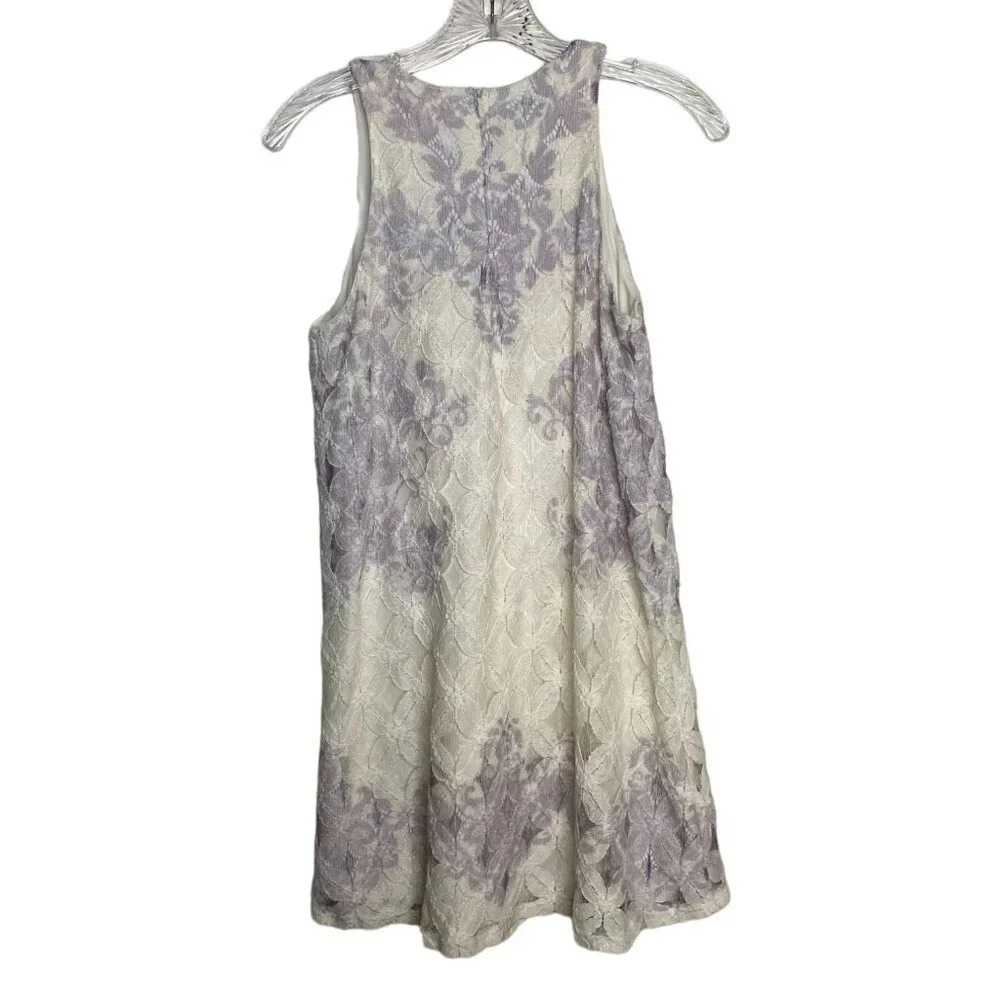 Alya Womens Cream and Purple Lace Lined Dress Size S Fairycore Wedding Romantic - Picture 2 of 8